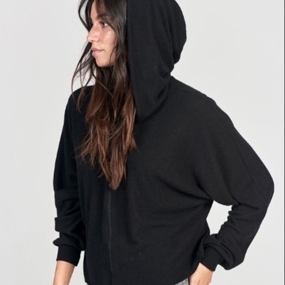 🆕S/M JOAH BROWN BLACK COCOON HOODIE LIGHTWEIGHT SMOOTH MODAL & SPANDEX VERSION - Picture 8 of 8